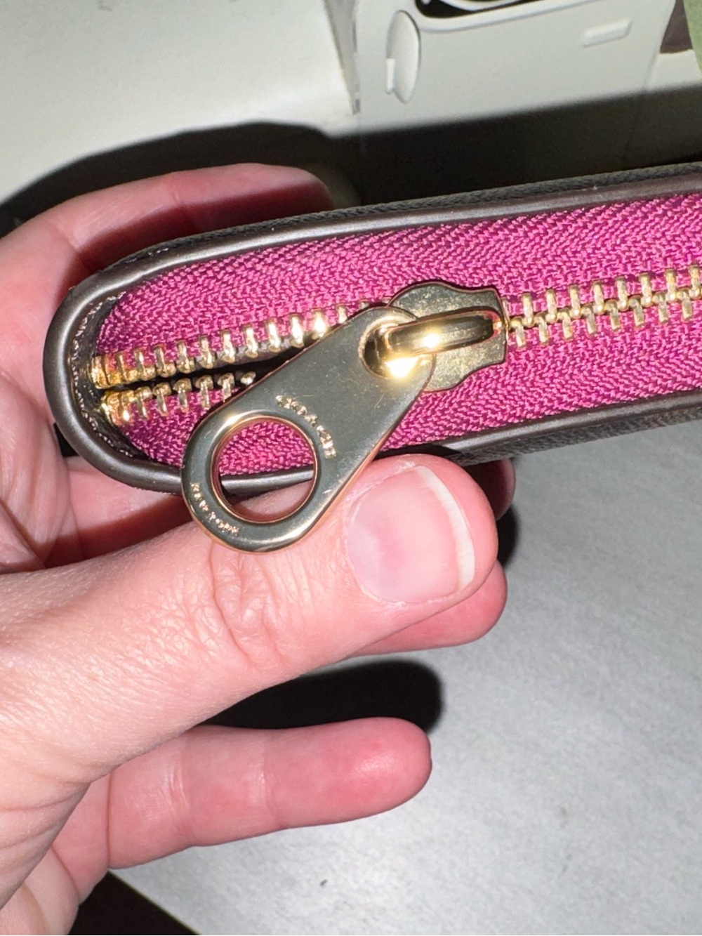 Coach Long Zip Around Leather Wallet In Sig Canvas (Brown / Dark Magenta) - EUC - Picture 13 of 13